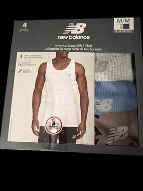 New Balance Men's Everyday Cotton Rib A-Shirt Tank Tops 4-Pack - Size Medium